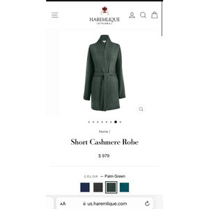 Women's HAREMLIQUE Cashmere Long Cardigan or Short Robe, S, Green